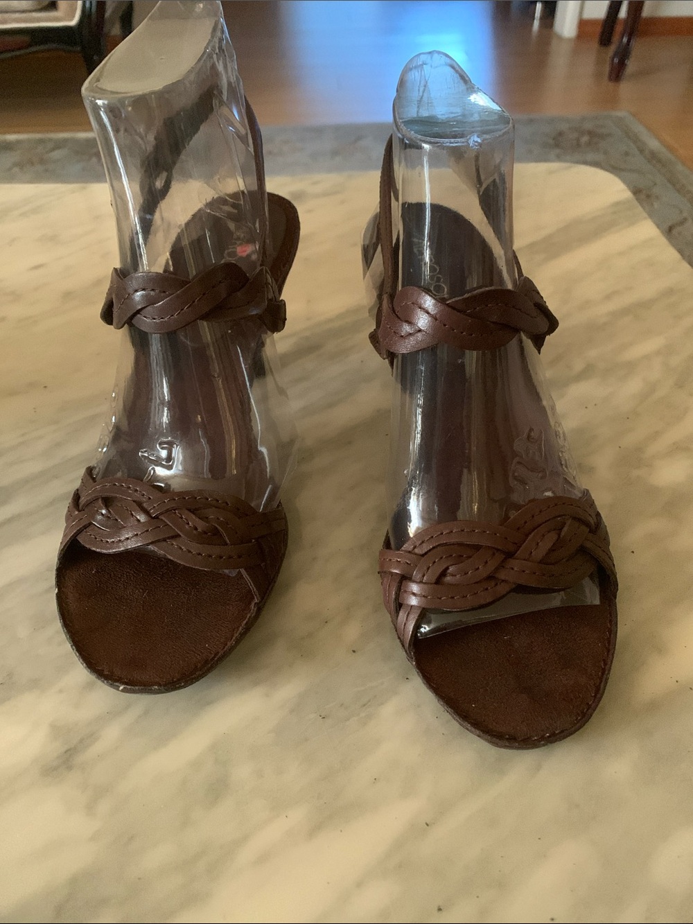 AEROSOLES Women's Brown Braided Leather Sandals